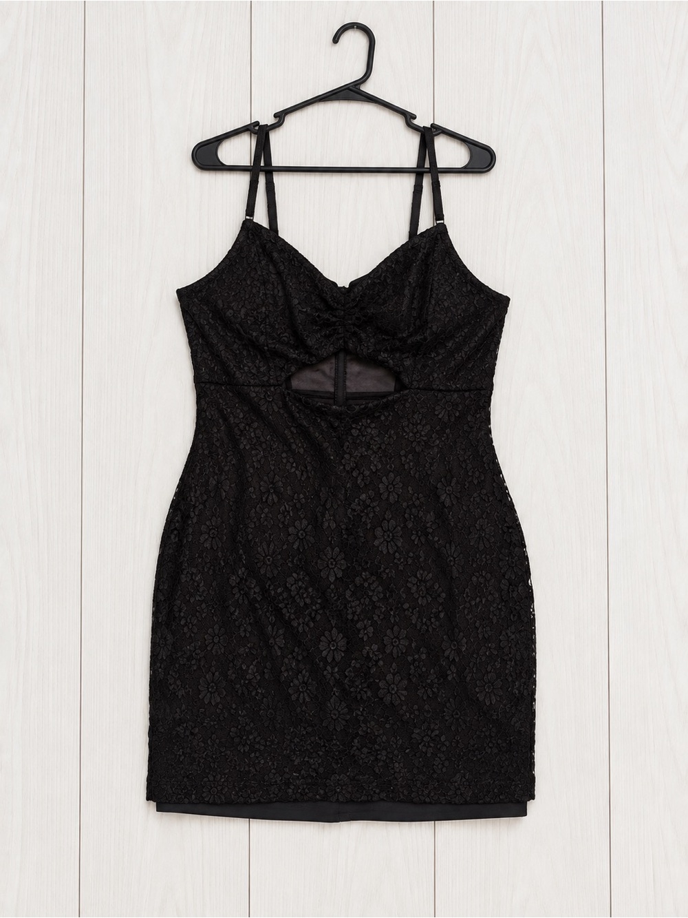 Forever 21+ Women’s Plus 1X Black Lace Full Slip Dress, Adjustable Straps